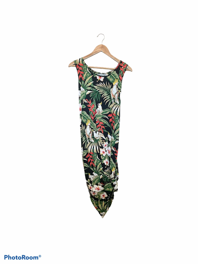 Vintage 90S Rayon Maxi Dress Jane Ashley Tropical Sleeveless Long Large