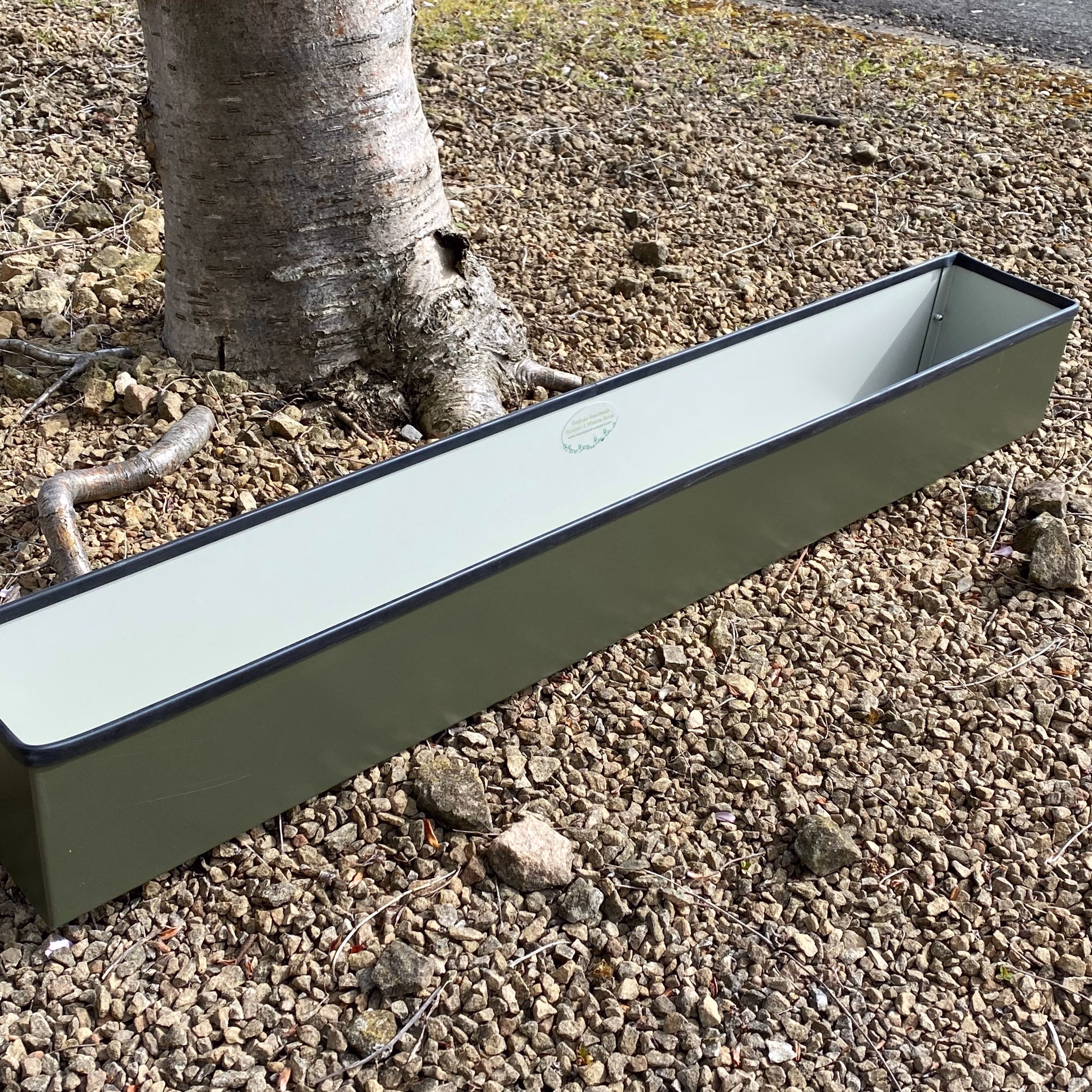 Long Olive Green Window Box Style Handmade Metal Planter