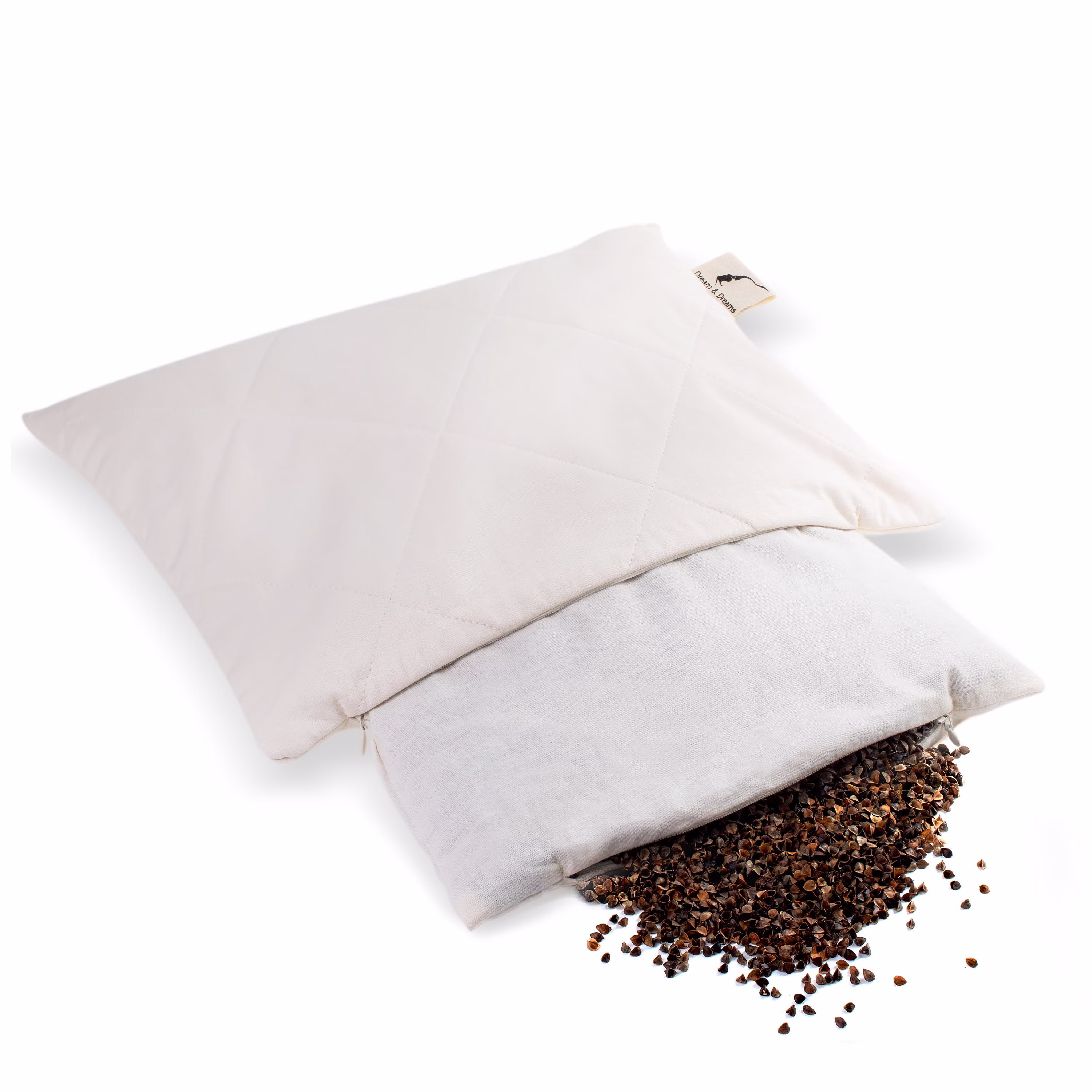Organic Cotton Buckwheat Hull Eco Bio Pillow, Natural Comfort Bed Cushion Ergonomic Breathable Sleeping Pillow