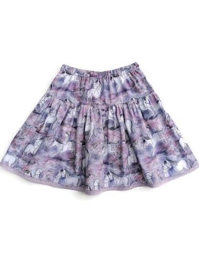 Organic Cotton Pony Print Skirt, in Stock & Ready To Ship, Kids Clothes, Twirl Gift For Child, Pixie Skirt