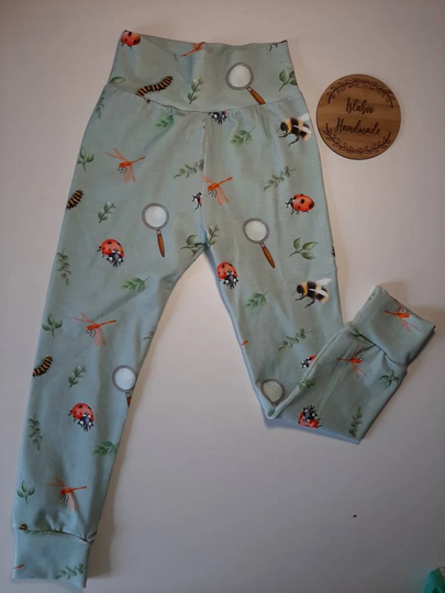 Ladybug Leggings, Organic Bug Bee Caterpillar Garden Dragonfly Ladybird Leggings