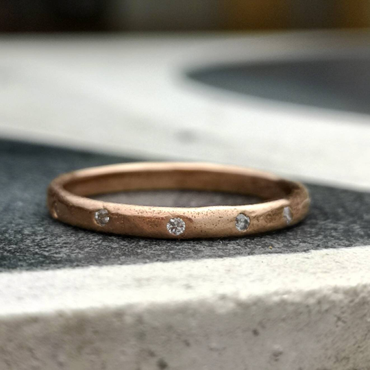 Salt & Pepper Diamond Solid 9Ct Gold Eternity/Wedding Ring - Unique Textured Band