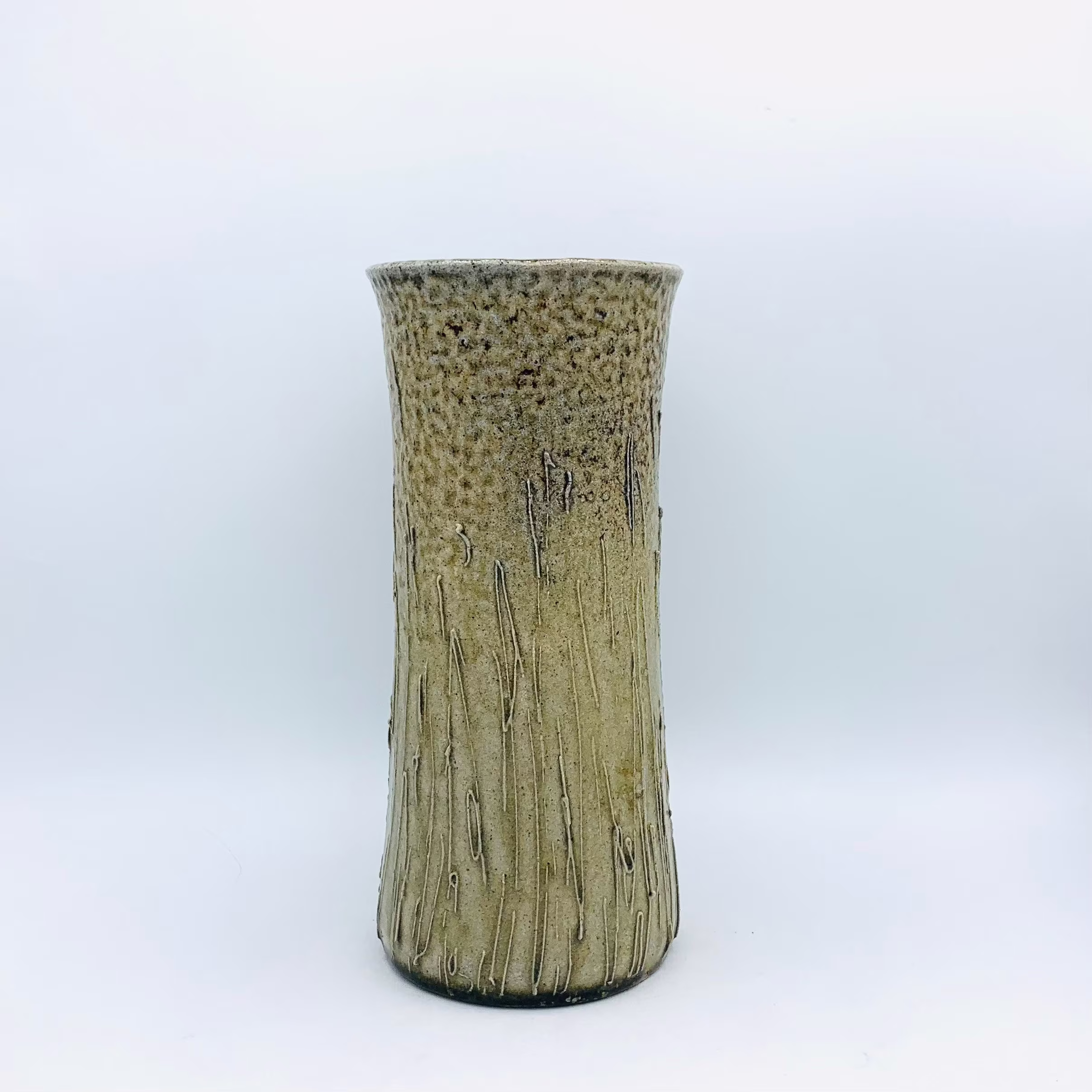 New Olive Ombré Scribble Salt Fired Ceramic Vase By Amy Schnitzer