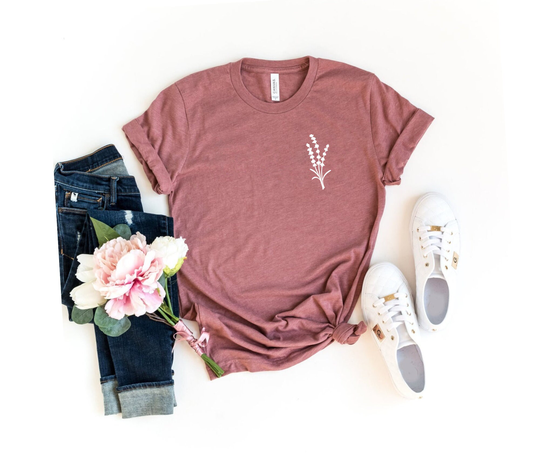 Lavender Graphic Tee Simple Floral Shirt Summer Spring Trendy