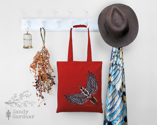 Premium Quality Organic Woodpecker Bag, Spotted Tote, Polka Dot Bird Wing Feather Animal, Lucky Handbag, Magpie Purse