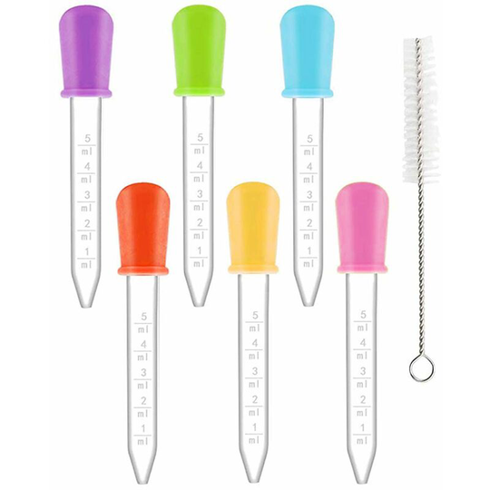 5ml Plastic Graduated Pipettes and 1 Clean Brush, Pipette Dropper for Children's Lab and Food, Candy, Pets, Plants