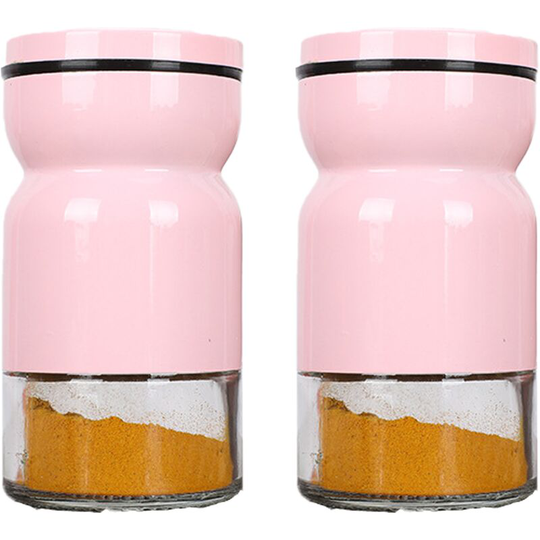 Fvbjd - Stainless Steel Glass Seasoning Bottle Seasoning Jar Home Kitchen Cooking Bottle Pepper pink