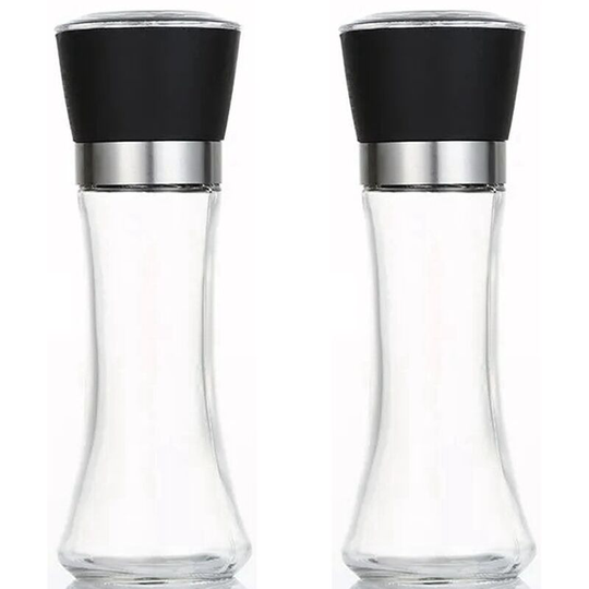 Fvbjd - Premium Stainless Steel Salt and Pepper Grinder Set of 2 - Adjustable Ceramic Sea Salt Grinder 2pcs high model - plastic head grinder