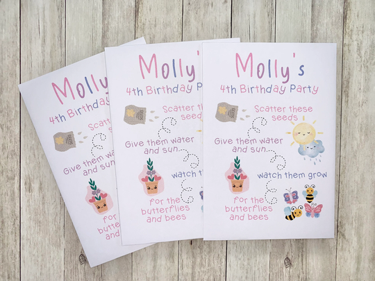 Personalised Wild Flower Seed Packets Envelopes For Christening, Baptism, Birthday