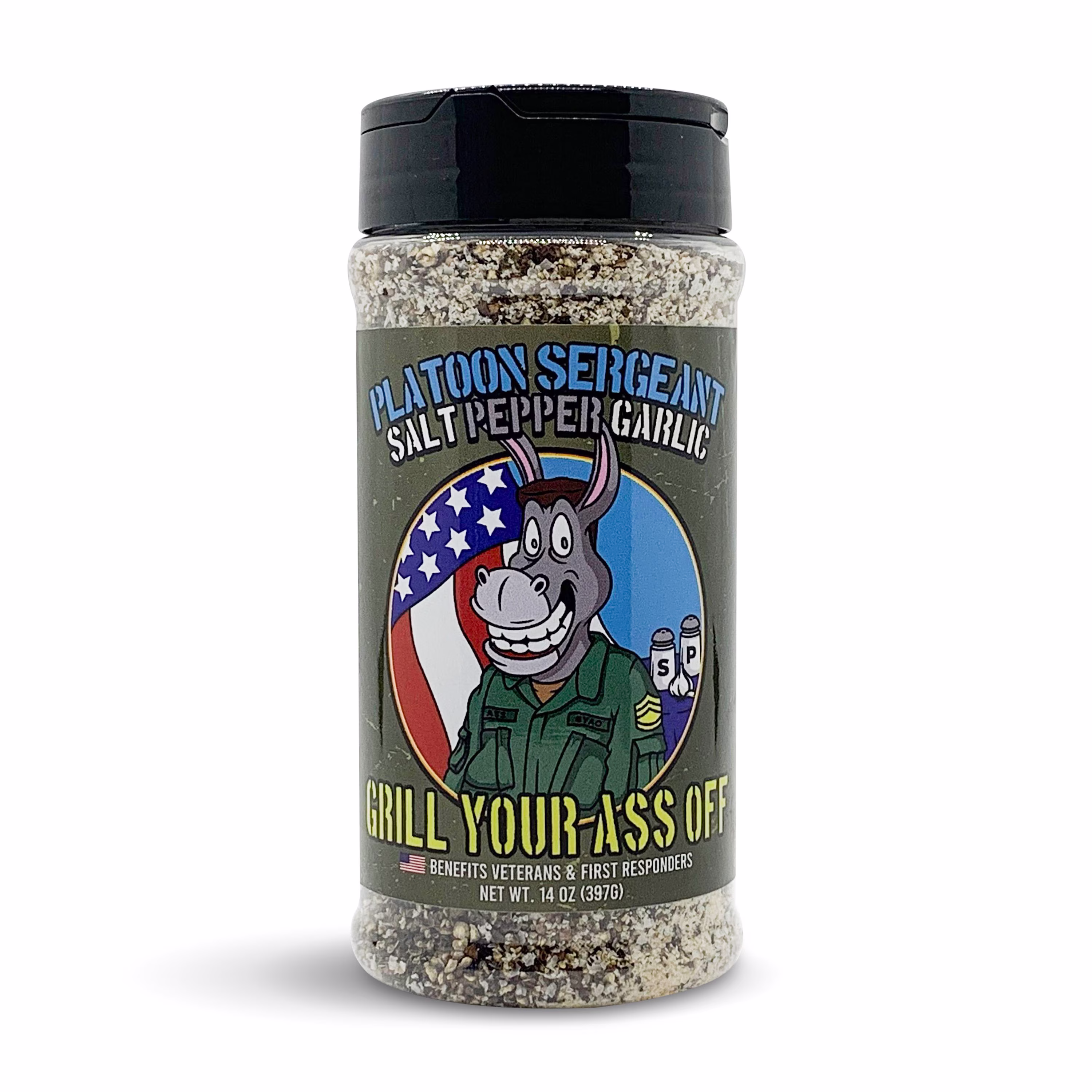 Platoon Sergeant Salt Pepper Garlic Seasoning - Spice Blend Veteran Owned Texas Made Gift For Him Cooking Bbq Rub Accessories & Tool