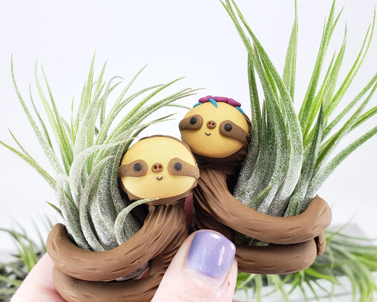 Sloth Air Plant Holders, Kawaii Gift For Her, Planter, Decor, Desk Accessory, Holders