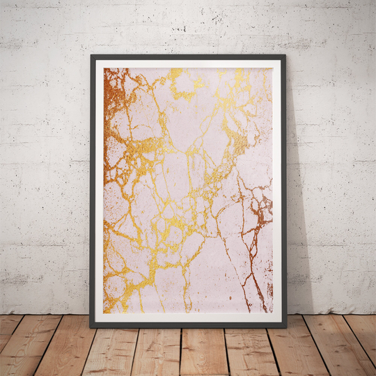 Marble Print No.4 - Rose Gold/Modern Bathroom Wall Decor Gallery Powder Room Contemporary Art Kintsugi