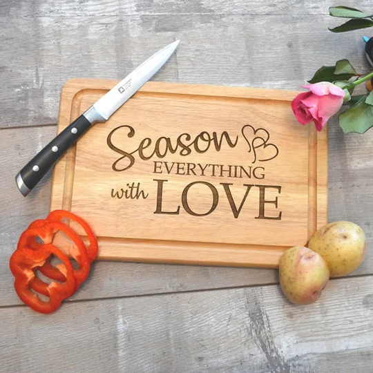 Season Everything With Love Chopping Board - Valentines Day Wedding Gift Present