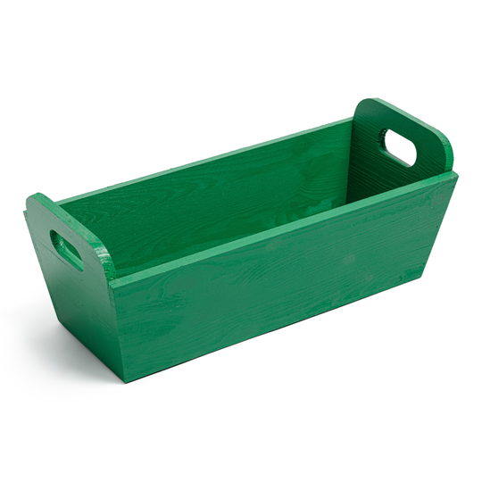 Green Rectangular Wooden Pot With Handles