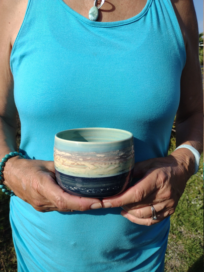 Cloudy Glassy Morning Tea Bowl Series Version 3, Matcha Bowl, Fruit Cereal Handmade in Ca