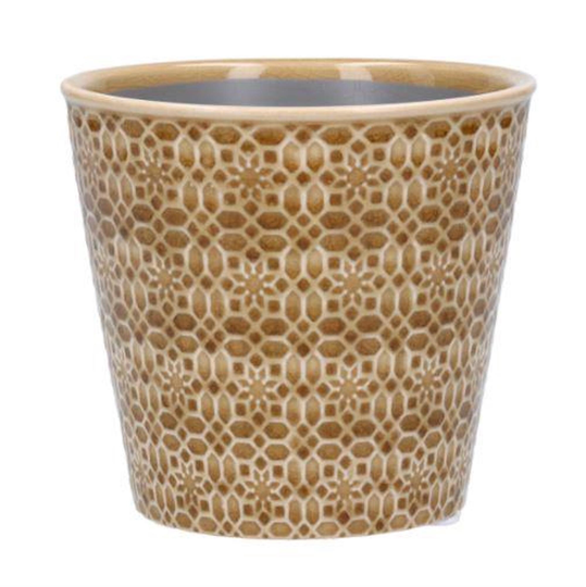 Mosaic Design Planter, Moroccan Geometric Cactus Planter Plant Holder Succulent Pot, Indoor House Mustard Sand Ceramic Retro Pot