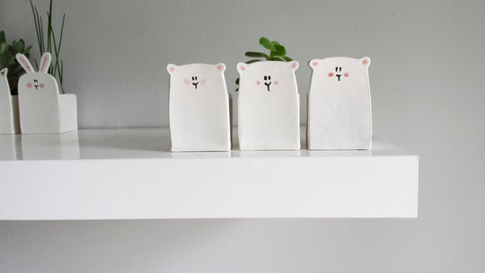 Small Polar Bear Planter. Perfect Vase For Cactus, Succulent. Candlestick
