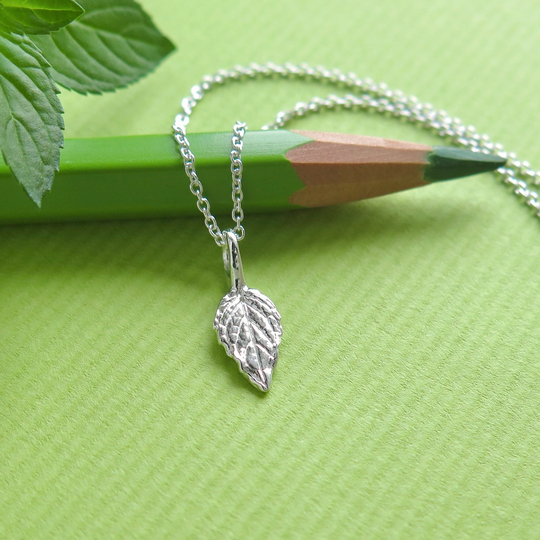 Candymint Leaf Jewelry - Pure Silver Real Leaf Pendant, Herb Jewelry, Ooak