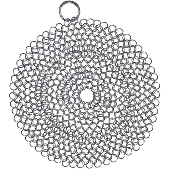 Aougo - Cast Iron Cleaner, Premium 316 Stainless Steel Cast Iron Skillet, Chainmail Scrubber for Pre-Seasoned Cast Iron Skillet, Dutch Ovens, Waffle