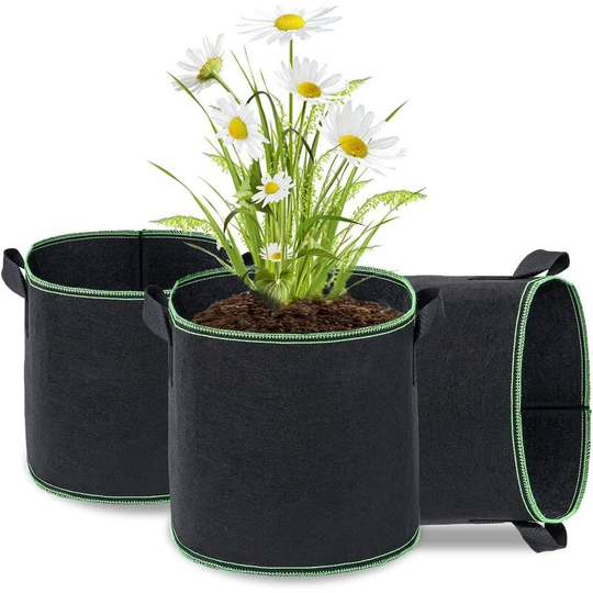Grow Bags, 5 x 1 Gallon Packs for Plants, Non Woven Pots, Garden Grow Bag with Handles for Fruits and Vegetables