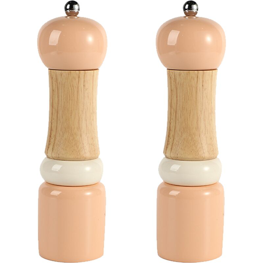 Pantryware Salt Pepper Grinder Set for Seasoning, Cooking, Serving, Wood and Ceramic Danish orange