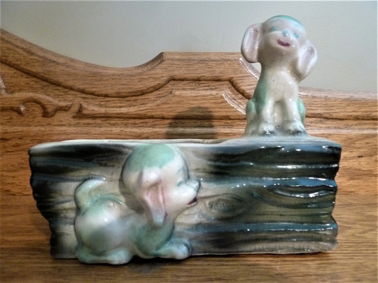 Usa Mid-Century Puppies On A Log Planter, Circa 1940S-1950S