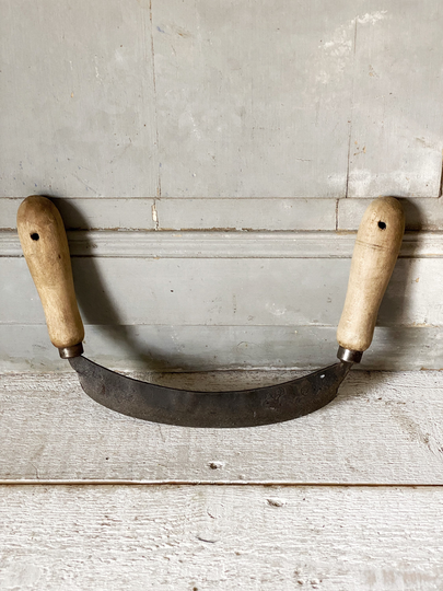 Antique French Treen & Iron Herb Cutter Or Chopper