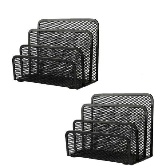 2pcs Desk Mail Organizers File Holder Metal Mesh Bill Document Folder