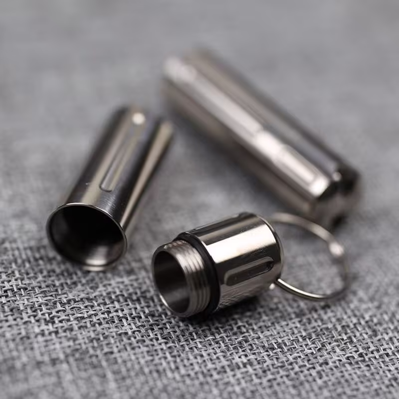 Bottle Waterproof Medicine Titanium Alloy Canister Seal Capsule Toothpick Box Outdoor Camping Tool Keychain Hangings Pendant Charm