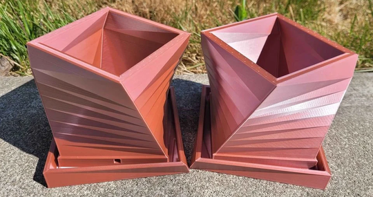 Geometric Rose Gold Indoor Planter Set | 2
