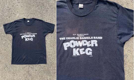 Vintage 1987 Charlie Daniels Band Powder Keg T-Shirt Medium | 80S 1980S Blues Rock Country Concert Band Tour Original Screen Stars Soft Thin