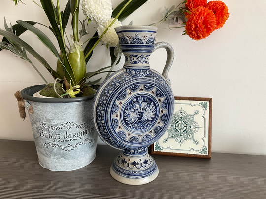 stunning Large Salt Glaze German Westerwald Jug, Vintage Ewer, Wine Beer Jug