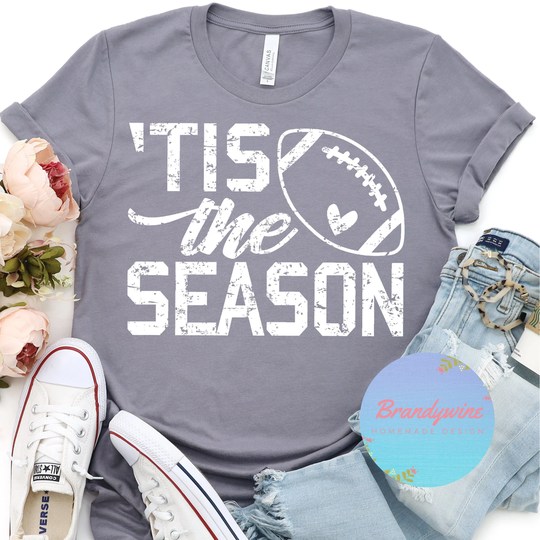 Football Shirt, Tis The Season Ladies Football, Game Day Crew Neck Tee, V-Neck Tee
