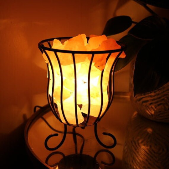 xl Himalayan Crystal Salt Lamp Round Basket 3 - 5Kg, Healing Basket With Rock Salt Chunks, Casket, Alternate Decor, Home Decor