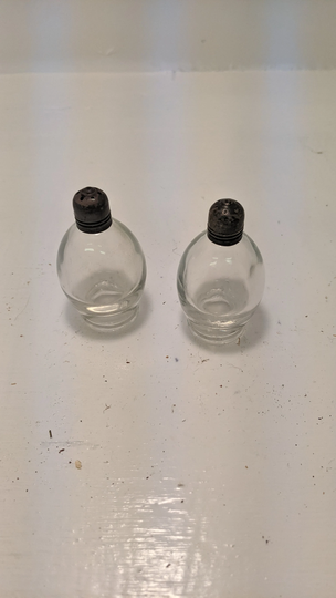 2 Antique Crystal Shakers Salt & Pepper