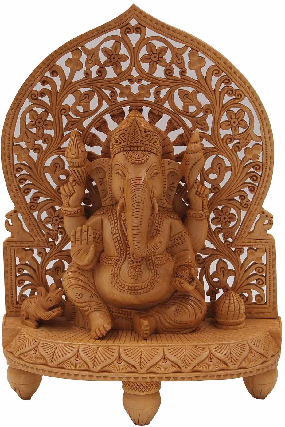 Large Ganesha Hand Carved Wooden Statue - Ganesh Sculpture Elephant