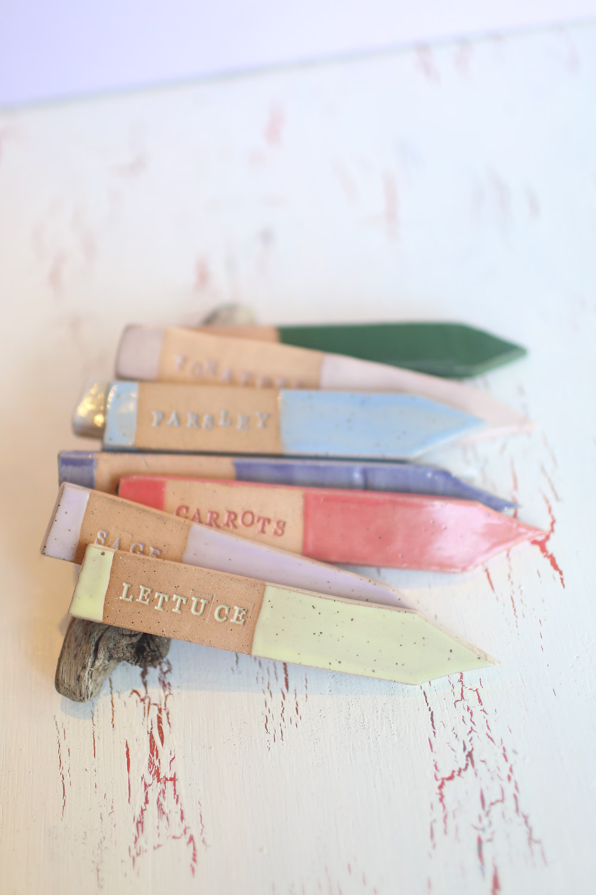 Ceramic Garden Labels -Set Of Stakes - Herb Labels - Decorations