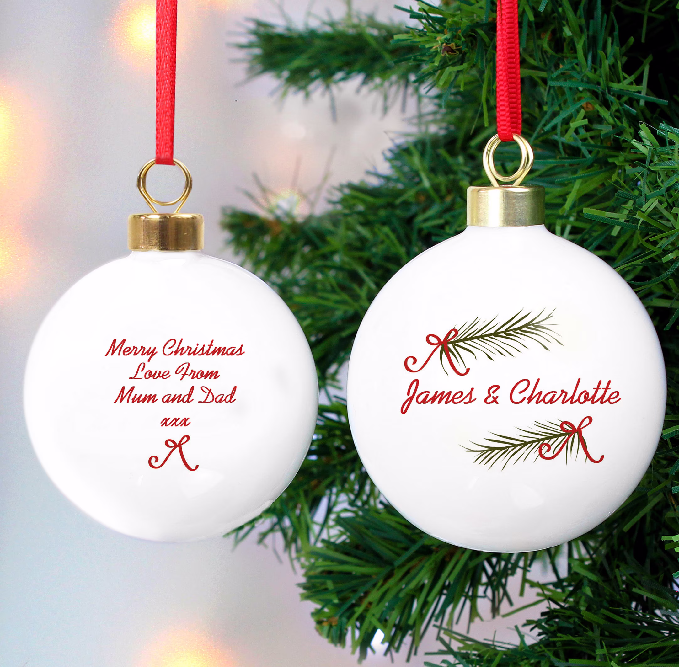 Personalised Seasonal Sprig Bauble -Favourite Bauble-First Christmas Together -Personalised Happy Holidays - New Couple Gift