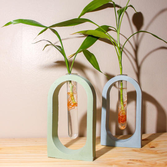 Concrete Propagation Planter Handmade | Geometric Mid Century Pot Decor Modern