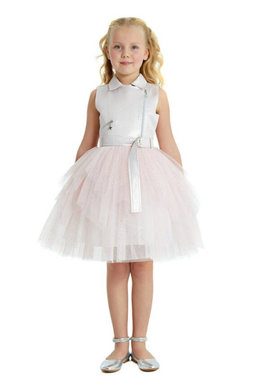 Flower Girl Mini Tulle Sleeveless Wedding Birthday Powder Pink Dress