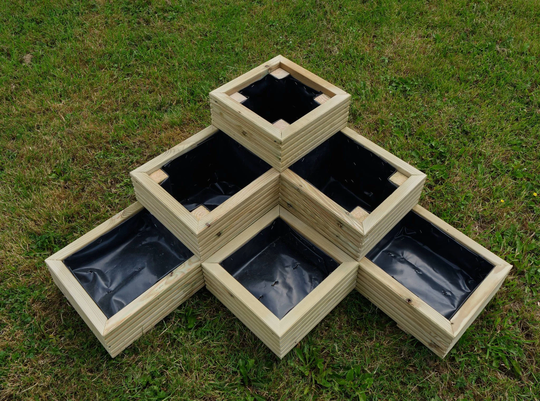 3 Tiered L Shaped Corner Planter Full/ Garden/Wooden Pot