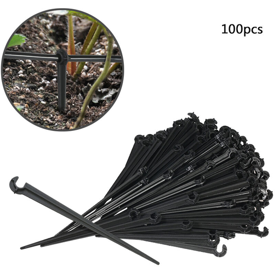 100pcs Fixed Stem Drip Irrigation Value Pack of Support Stakes for Flower Beds Herbs Garden