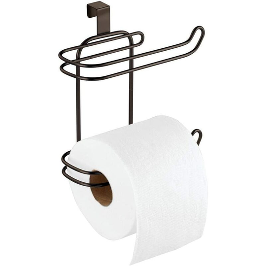 Fuhuidatrading - Metal Compact Hanging Over The Tank Toilet Tissue Paper Roll Holder and Dispenser for Bathroom Storage and Organization - Holds 1