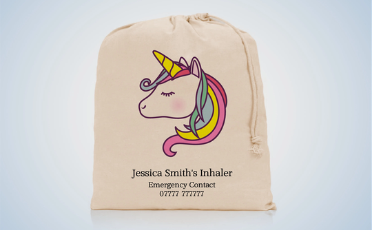 Personalised Unicorn Inhaler Bag - Medicine Spacer