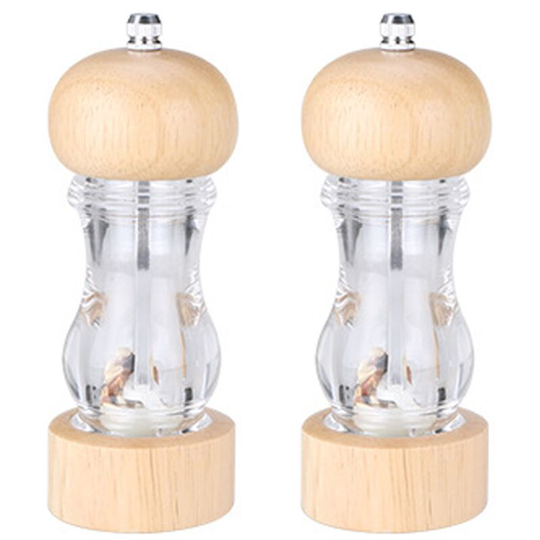Acrylic Salt and Pepper Grinder , Manual Pepper Grinder- Wooden Shakers with Adjustable Ceramic Core 2pcsJD-MP010 carbon steel grinding core