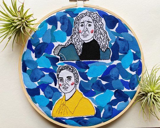 Killing Eve Villanelle & Season 3 Embroidery Hoop Art, Jodie Comer Sandra Oh Needlepoint Wall Décor, Fleabag Art