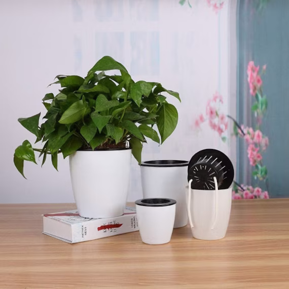 Automatic Self Watering Flower Planter Pot, Home Garden Decor, Lazy Pot Imitation Porcelain Series Gardening Pots