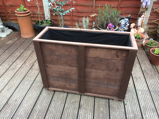 Garden Trough Flower Or Vegetable Planter On Feet - Tall Version Hand Made From Wood Small