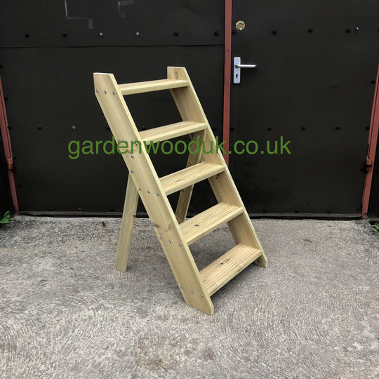 Handmade Wooden Garden Flower Pot Ladder Stand. 5 Tier Step Ladder, Tiered Plant Stand, Shelf. Shelving Unit