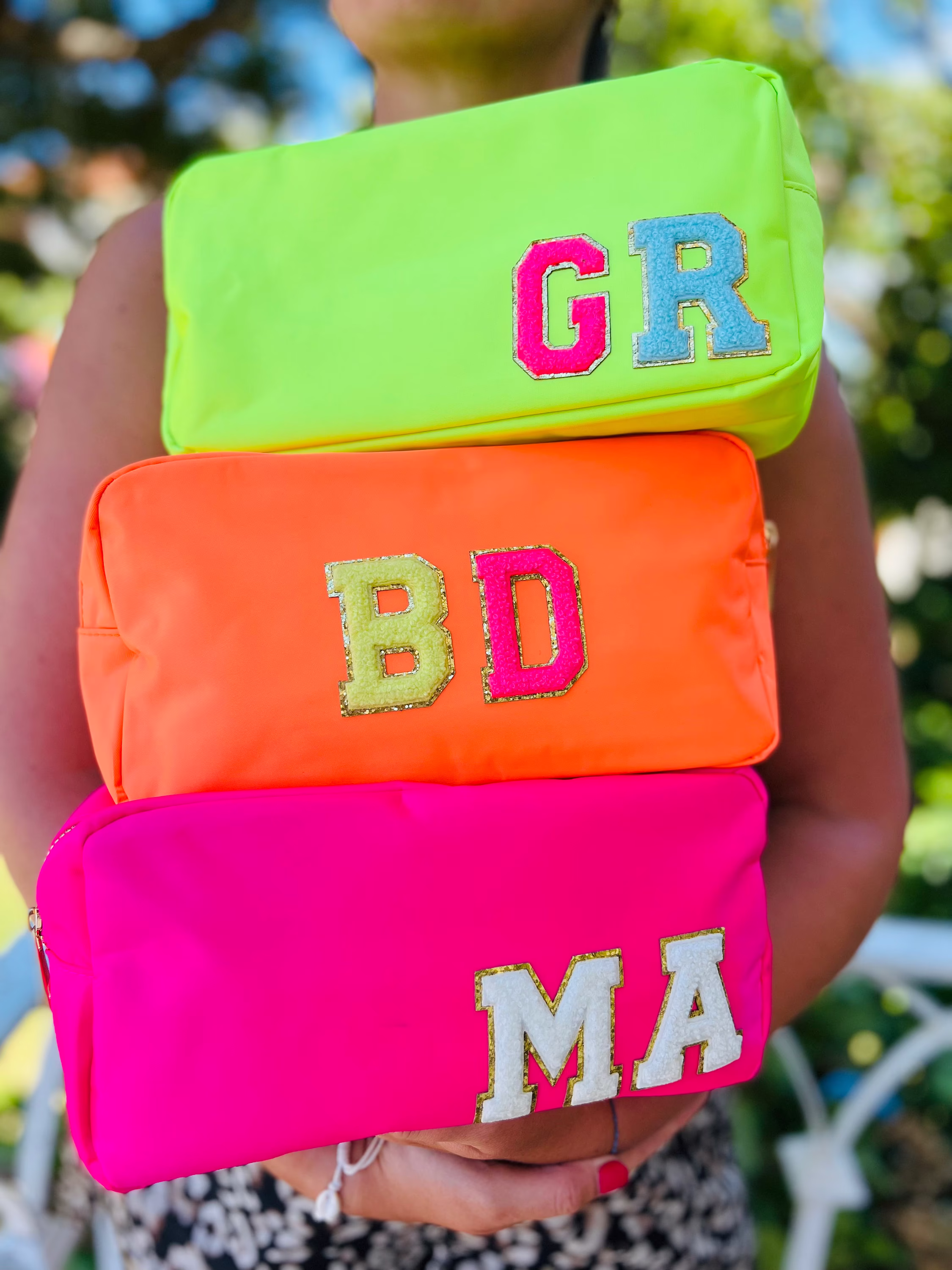 Makeup Bag Neon Makeup Organizer Personalized Pouch Zipper Custom Monogram Cosmeticpouch